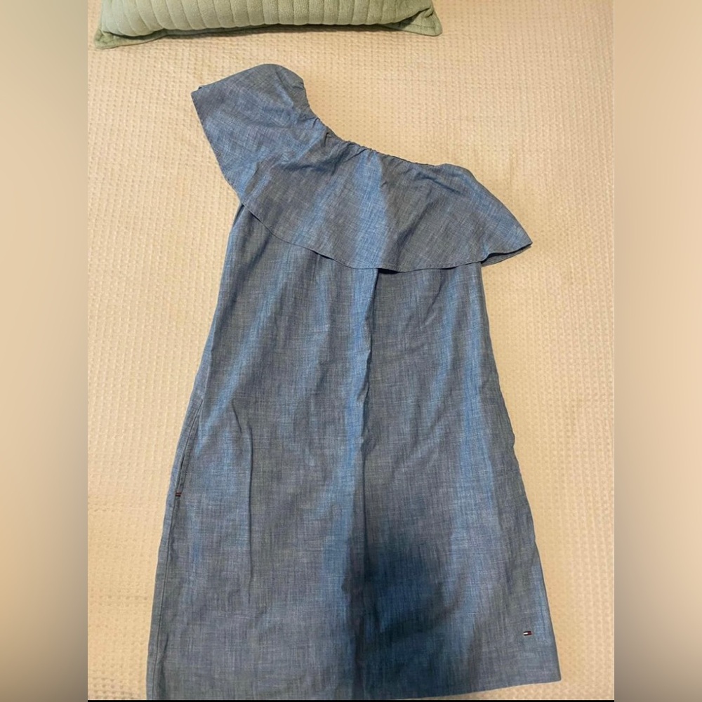 NEW Tommy Hilfiger denim one shoulder dress size XXS